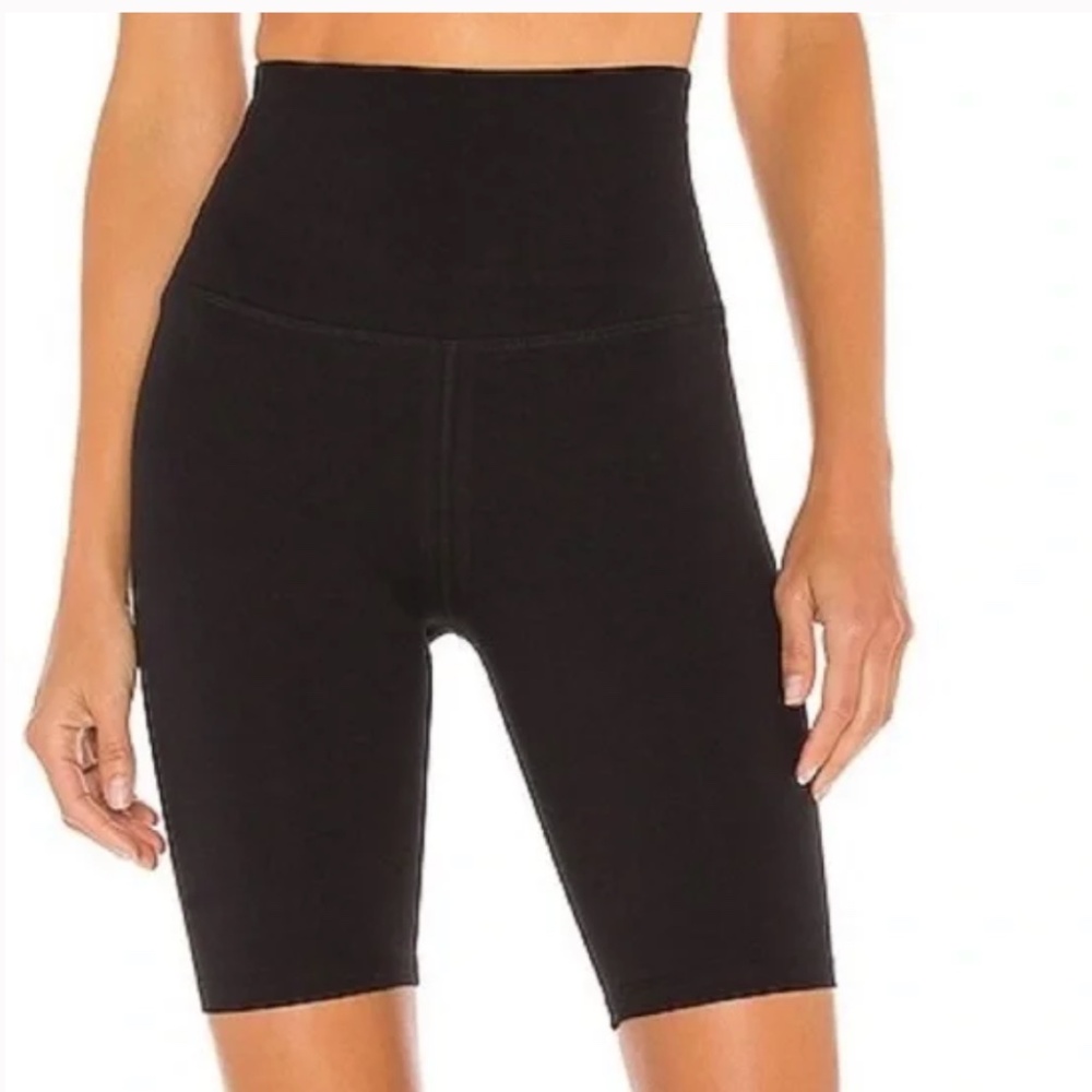 LNA Knit Biker Shorts Black High Waisted Ribbed Bike Shorts size S EUC